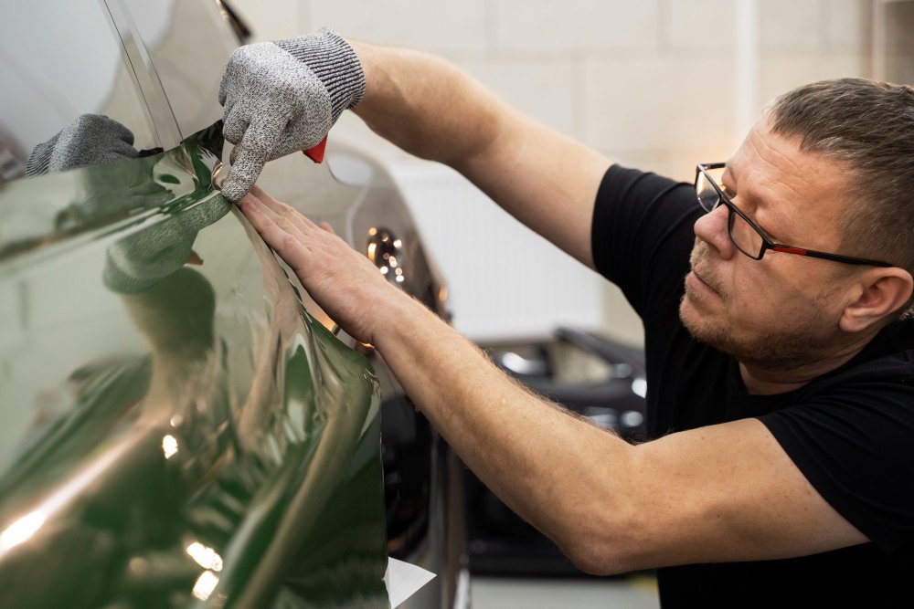 checking a car before spray painting