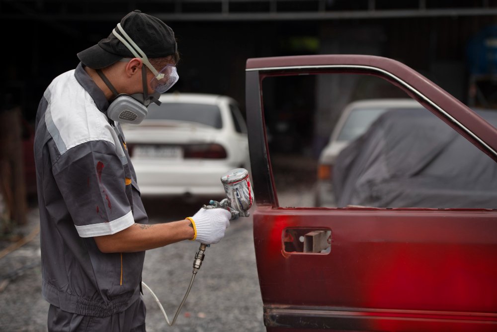 A close-up of a car being painted9
